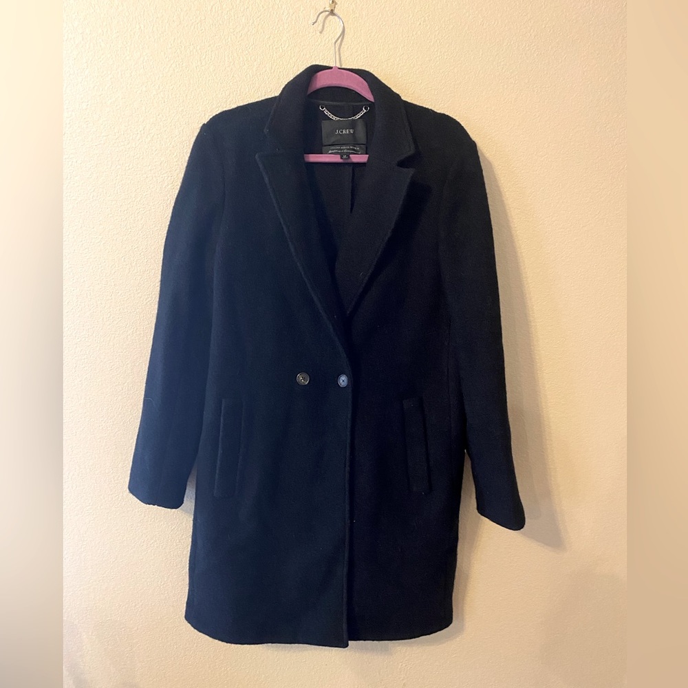J.Crew Black Daphne Top Coat in Italian Boiled Wool
